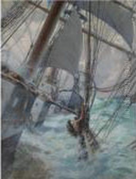 Decks Awash Oil Painting by Arthur John Trevor Briscoe