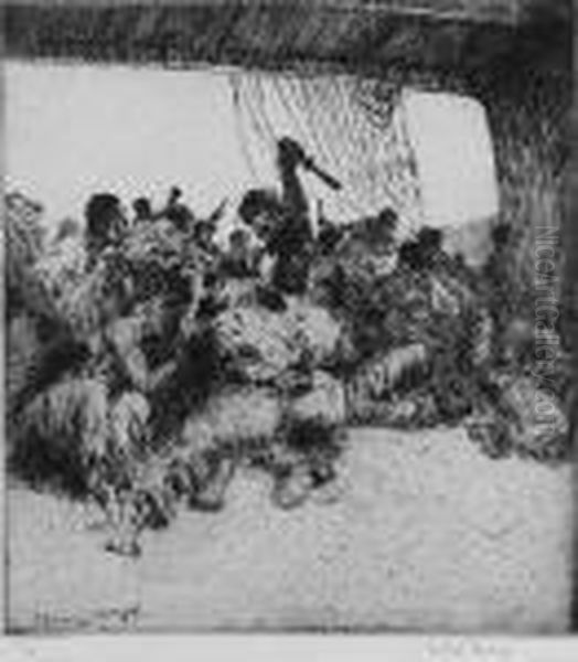 The Fight (hurst 314) Oil Painting by Arthur John Trevor Briscoe