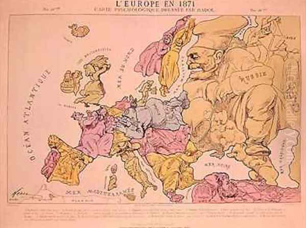 LEurope en 1871 Oil Painting by Paul Hadol