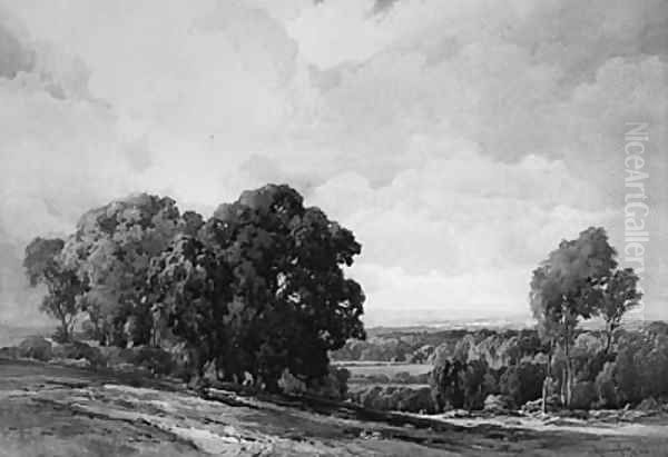 An extensive wooded Landscape Oil Painting by Charles Harrington