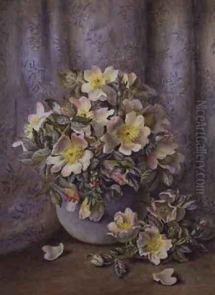 Still Life of Roses Oil Painting by Agnes Louise Holding