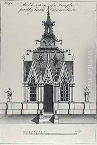 The Elevation of a temple partly in the Chinese Taste Oil Painting by Halfpenny, William