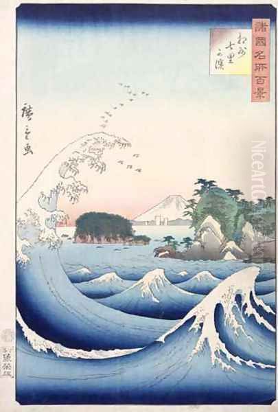 The Wave from the series 100 Views of the Provinces Oil Painting by Utagawa or Ando Hiroshige