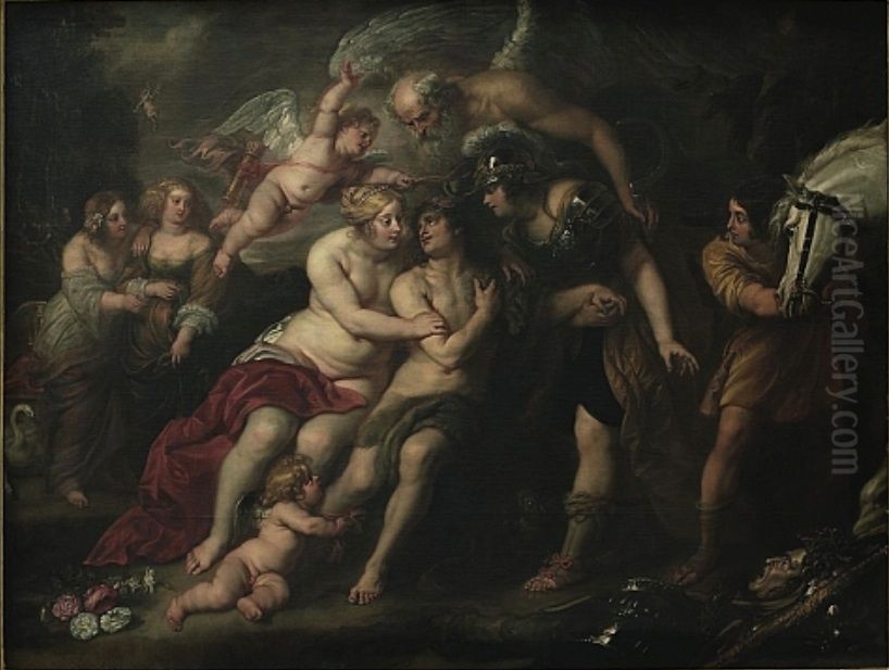 Hercules between Vice and Virtue Oil Painting by Jan van den Hoecke