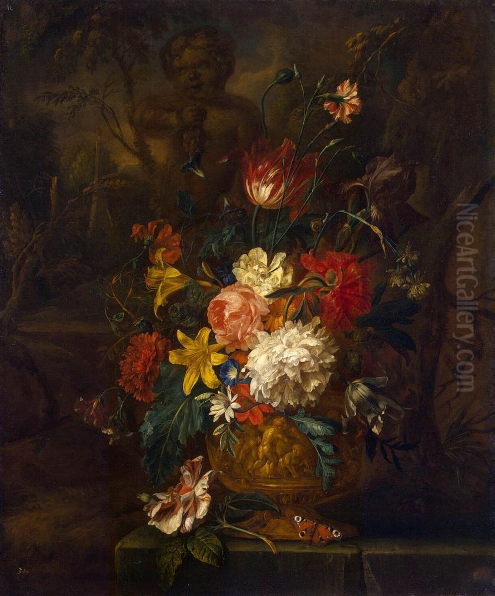Flowers Oil Painting by Justus van Huysum