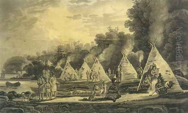 Encampment of the Domiciliated Indians Oil Painting by George Heriot