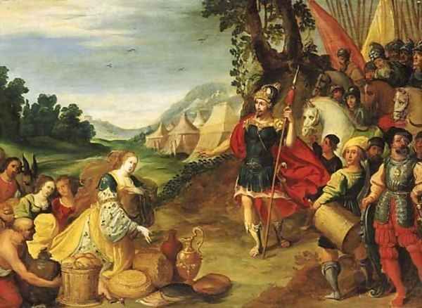 David and Abigail Oil Painting by Kasper or Gaspar van den Hoecke
