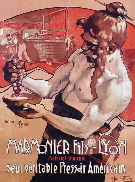 Advertisement for Marmonier Fils Lyon Oil Painting by Adolf Hohenstein