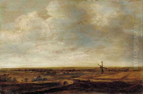 An extensive landscape with a windmill Oil Painting by Jan The Younger Vermeer Van Haarlem