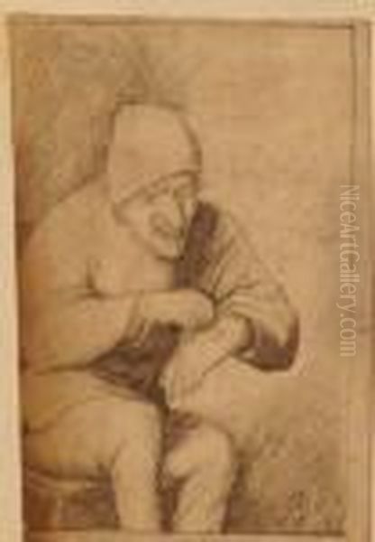 Men Showing Awound On His Hand Oil Painting by Adriaen Brouwer