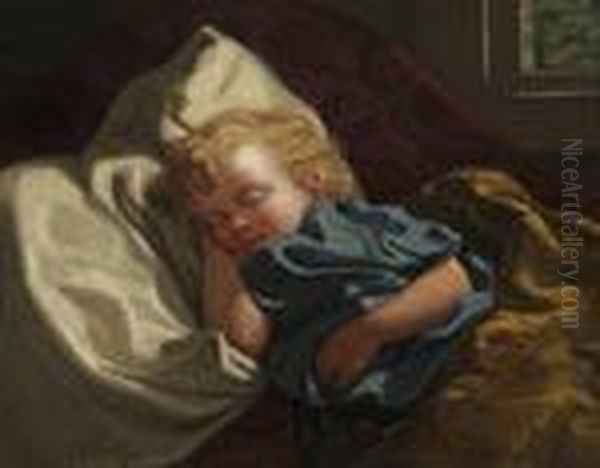 Sleeping Angel Oil Painting by John George Brown