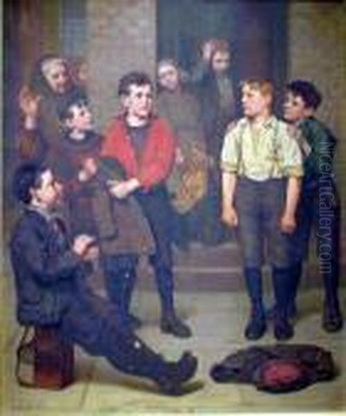 Trouble Ahead Oil Painting by John George Brown