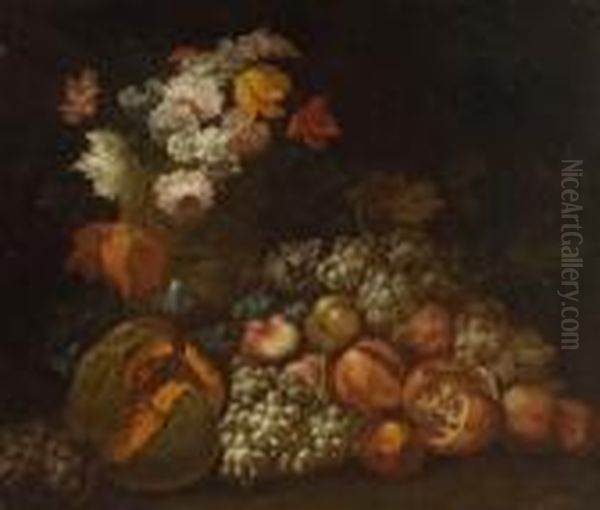 Stillleben Mit Blumen Und
 Fruchten. Oil Painting by Abraham Brueghel