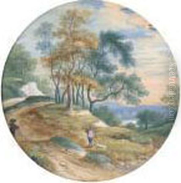 A Sportsman In An Open Landscape
 (illustrated); And A Gamekeeperwith His Dogs On A Woodland Track Oil Painting by Jan The Elder Brueghel