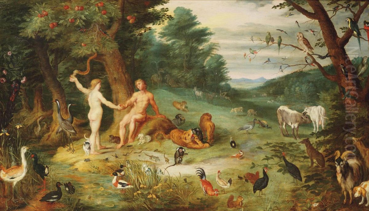 A Paradise Landscape With The Fall Of Man Oil Painting by Jan Brueghel the Younger