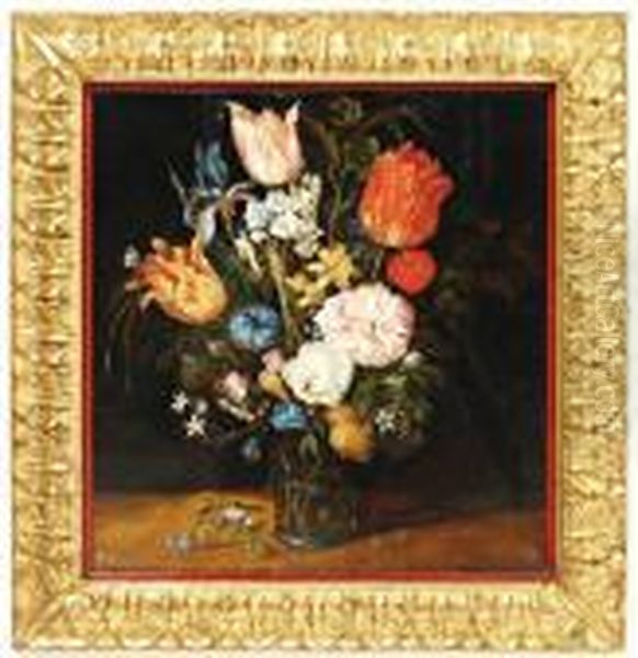 Tulpen En Pioenrozen In Een Roemer Oil Painting by Jan Brueghel the Younger