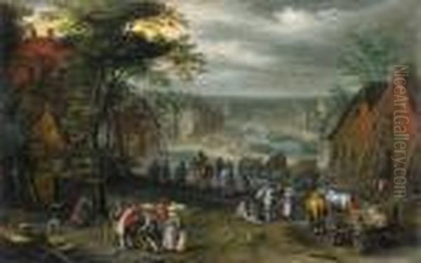 Dorfstrasse Mitkanal Oil Painting by Jan Brueghel the Younger