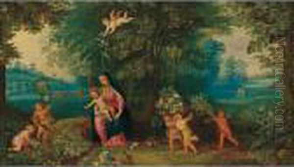 La Madonna Col Bambino In Un Paesaggio Oil Painting by Jan Brueghel the Younger