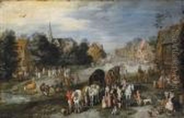 A Village Landscape With A 
Kermesse Oil Painting by Jan Brueghel the Younger