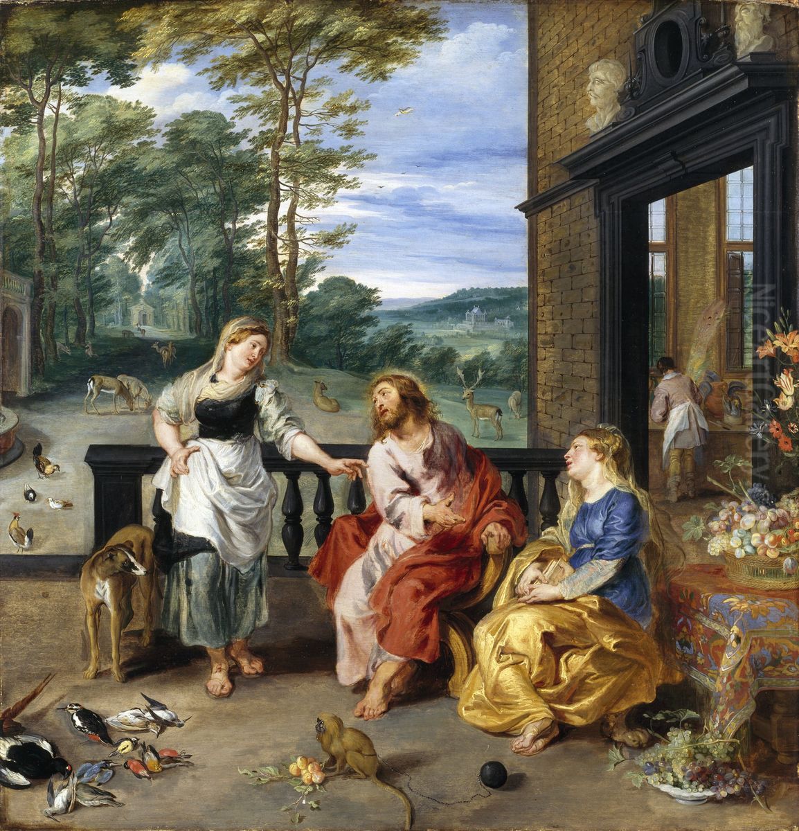 Christ In The House Of Martha And Mary Oil Painting by Jan Brueghel the Younger