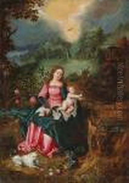 The Virgin And Child In A 
Landscape With The Annunciation To Theshepherds In The Background Oil Painting by Jan Brueghel the Younger