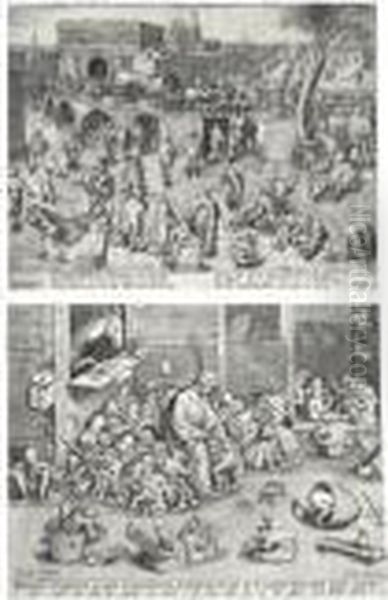 The Skaters Before The Gate Of 
St. George At Antwerp (bast., Holl. 205; L. 51; O. 63; New Holl. 41) Oil Painting by Pieter The Elder Brueghel