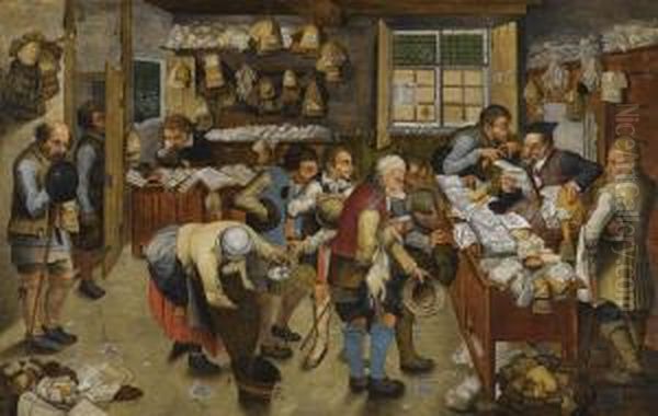 The Village Lawyer's Office Oil Painting by Pieter The Younger Brueghel