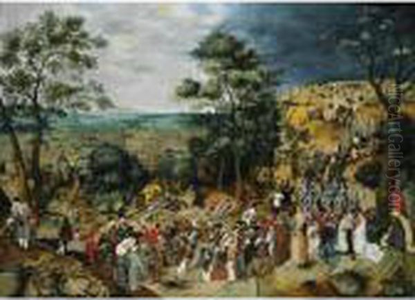 Procession To Calvary Oil Painting by Pieter The Younger Brueghel