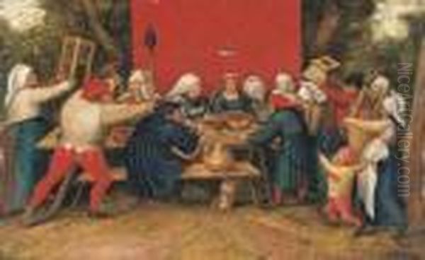 Presents Being Given To The Bride Oil Painting by Pieter The Younger Brueghel