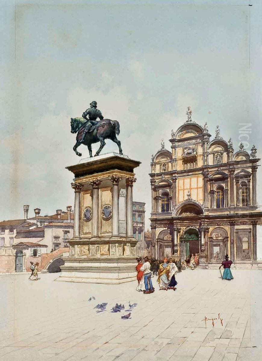 Deux Vues De Venise Oil Painting by Emanuele Brugnoli