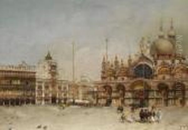 Der Markusplatz Von Venedig Oil Painting by Emanuele Brugnoli