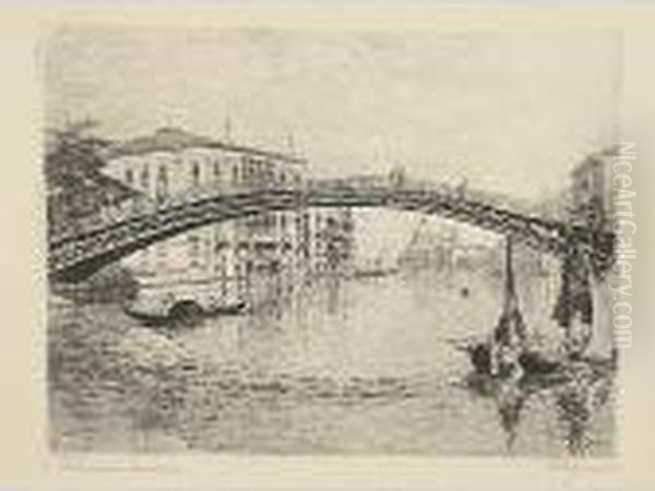 Accademia, Ponte Nuovo Oil Painting by Emanuele Brugnoli