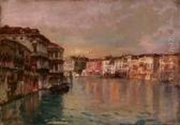Canal Grande Oil Painting by Emanuele Brugnoli