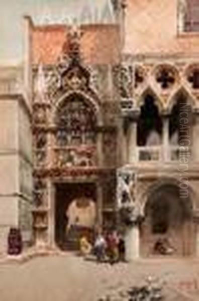 Scena Veneziana Oil Painting by Emanuele Brugnoli