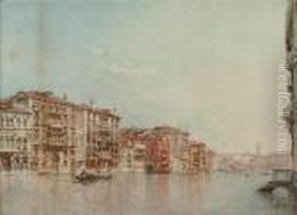 View Of The Grand Canal, Venice Oil Painting by Emanuele Brugnoli