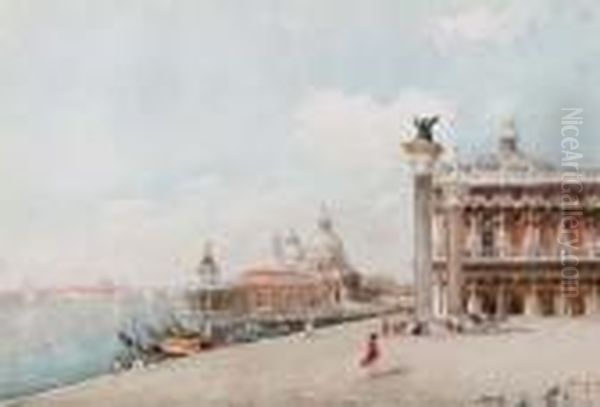 Piazzetta S. Marco A Venezia Oil Painting by Emanuele Brugnoli