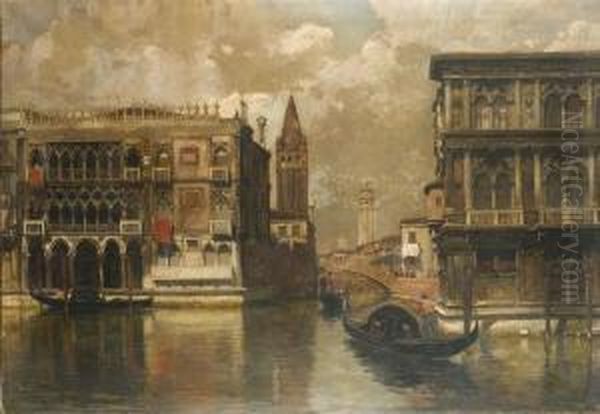Veduta Di Venezia Con Gondole Oil Painting by Emanuele Brugnoli