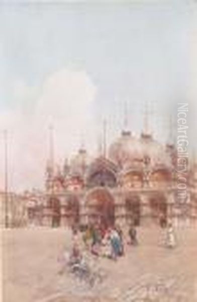 Venezia, Piazza San Marco Oil Painting by Emanuele Brugnoli