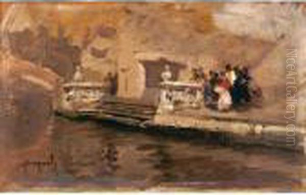 Figure Veneziane Oil Painting by Emanuele Brugnoli