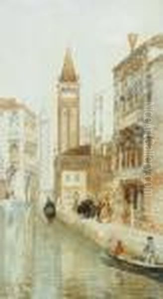 Canale A Venezia Oil Painting by Emanuele Brugnoli