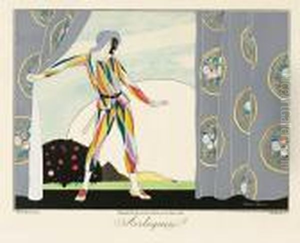 Les 
Masques 
Et 
Les 
Personnages 
De 
La 
Comedie 
Italienne Oil Painting by Umberto Brunelleschi