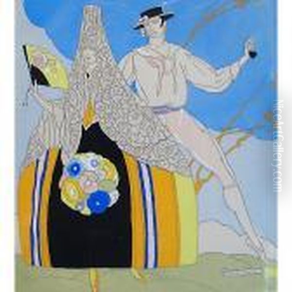 Coppia Danzante Oil Painting by Umberto Brunelleschi