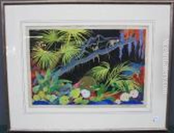 Jungle Illustration Oil Painting by Umberto Brunelleschi
