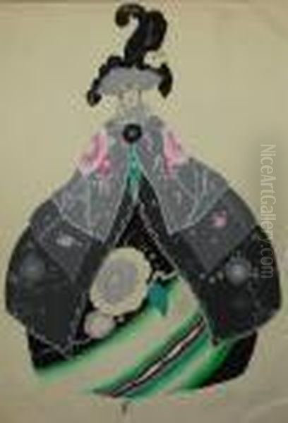 Gouache On Paper
 Theatrical Costume Design For A Lady Oil Painting by Umberto Brunelleschi