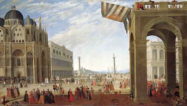 A view of the Bacino from the Piazza San Marco with the Doge's Palace and the Church of San Marco Oil Painting by Joseph the Younger Heintz