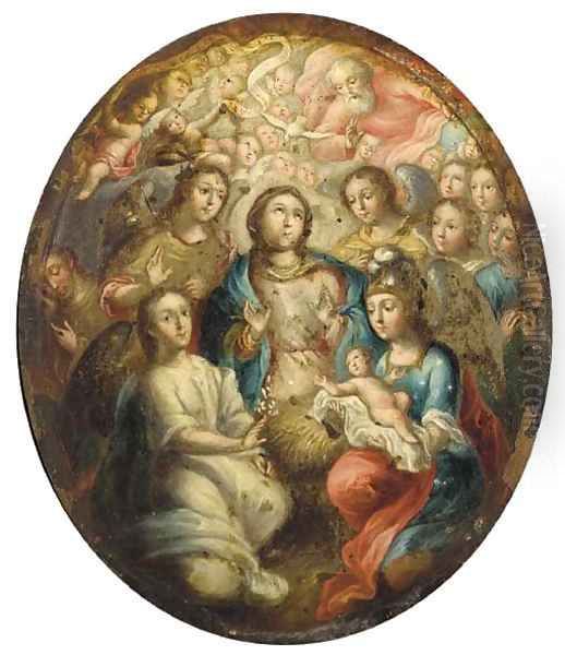The Virgin and Angels adoring the Infant Christ Oil Painting by Joseph the Younger Heintz