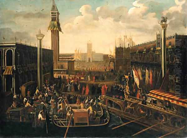 Venice The embarkation of the Doge on the Bucintoro on Ascension Day Oil Painting by Joseph the Younger Heintz