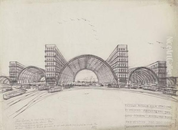 Piccolo Ritocco Alla Stazione Di Milano Oil Painting by Anselmo Bucci