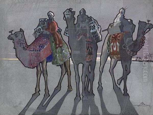 Studio Per Manifesto Oil Painting by Anselmo Bucci