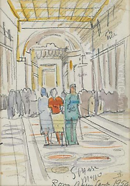 S. Messa Oil Painting by Anselmo Bucci